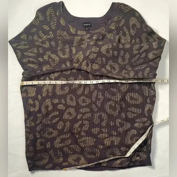 TORRID Wine & GOLD FOIL LEOPARD RIB Pull over Sweater Sz 2 2XL 16-18 US - Picture 6 of 10